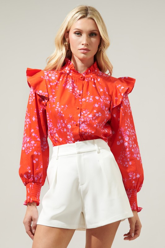 Floral Poplin Blouse