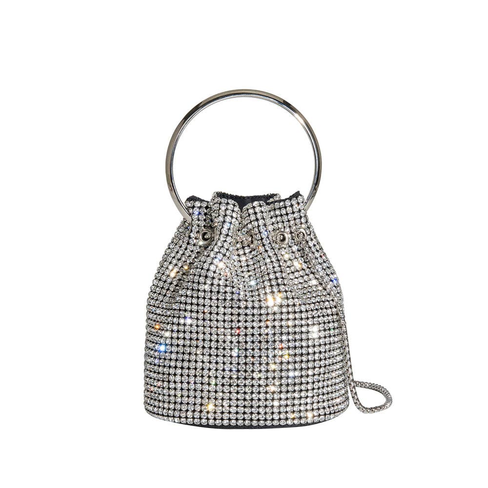 Crystal Drawstring Bag in Silver