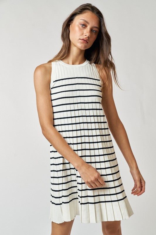 Pleated Sweater Mini Dress