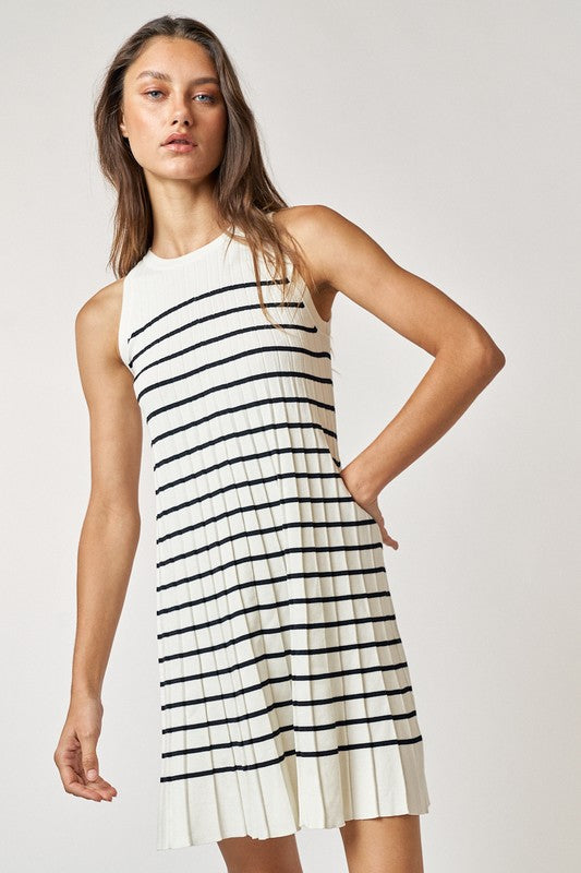 Pleated Sweater Mini Dress