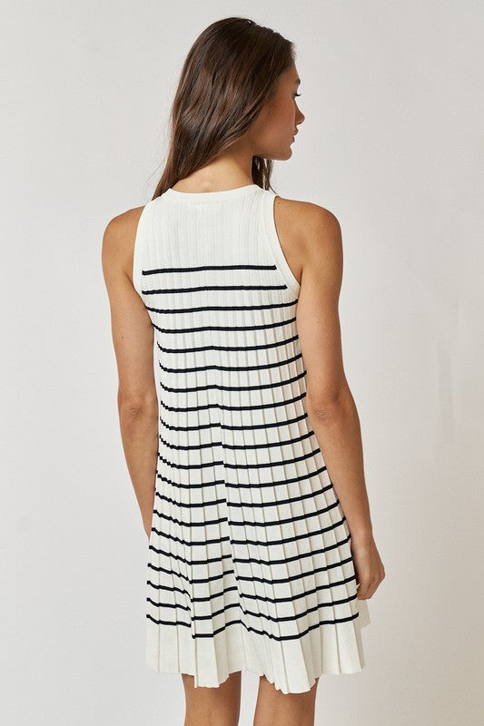 Pleated Sweater Mini Dress