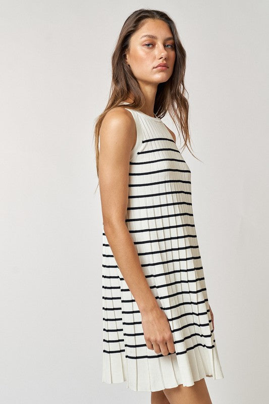 Pleated Sweater Mini Dress