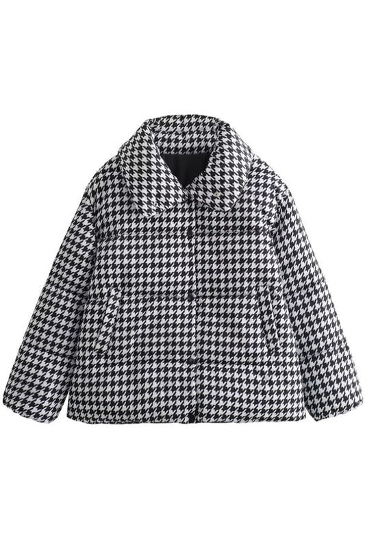 Houndstooth Puff Jacket