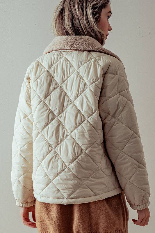 Quilted Sherpa Collar Jacket