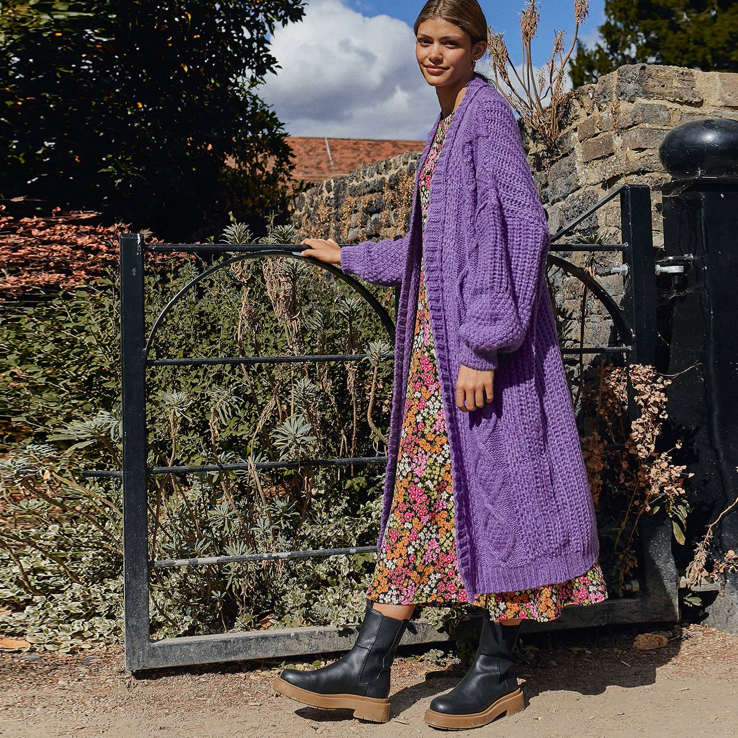 Maxi Cardigan in Purple