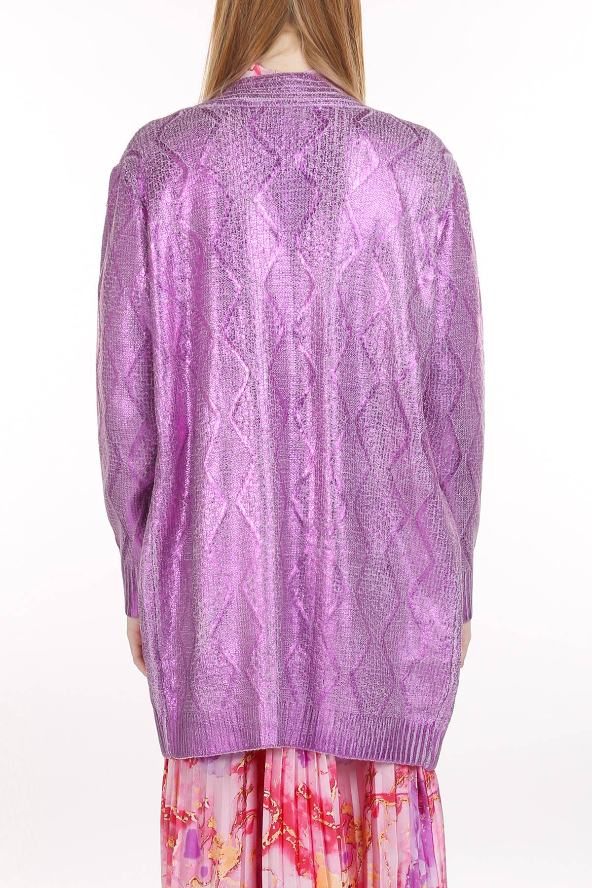 Coated Metallic Cardigan