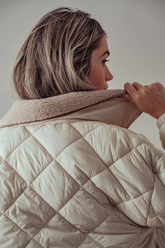 Quilted Sherpa Collar Jacket
