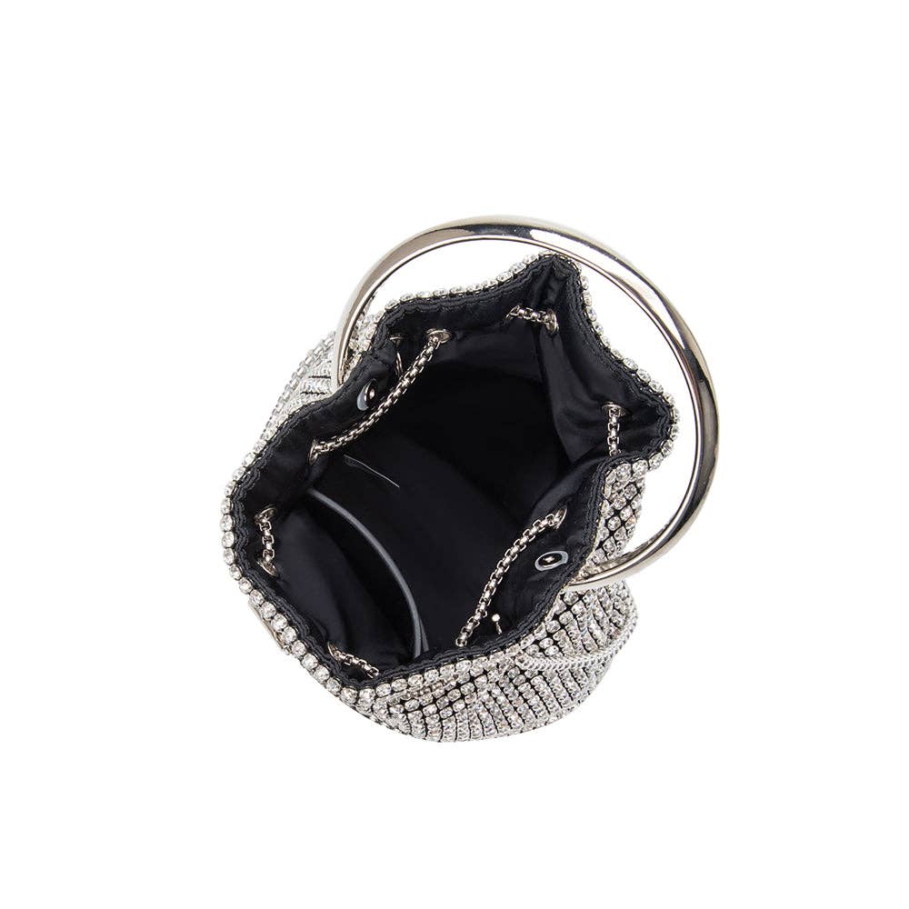 Crystal Drawstring Bag in Silver