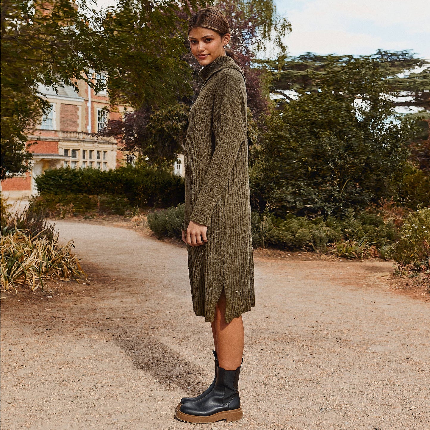 Roll Neck Midi Dress