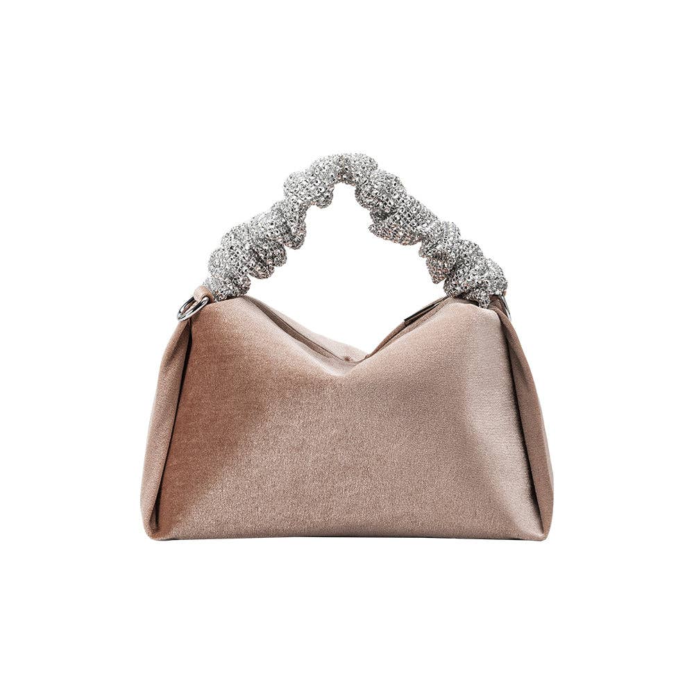 Estela Velvet Bag in Taupe