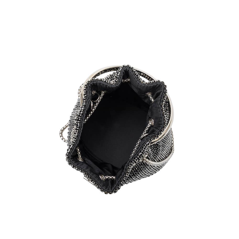 Crystal Drawstring Bag in Black