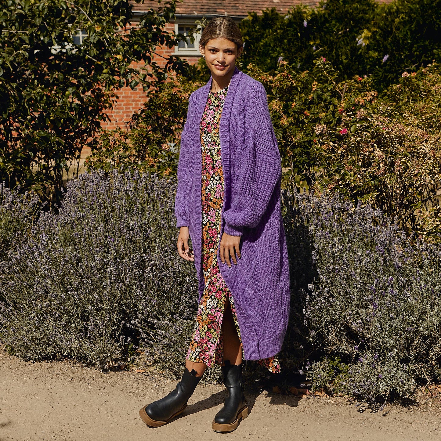 Maxi Cardigan in Purple