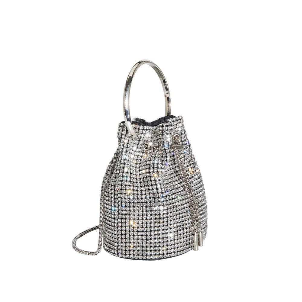 Crystal Drawstring Bag in Silver