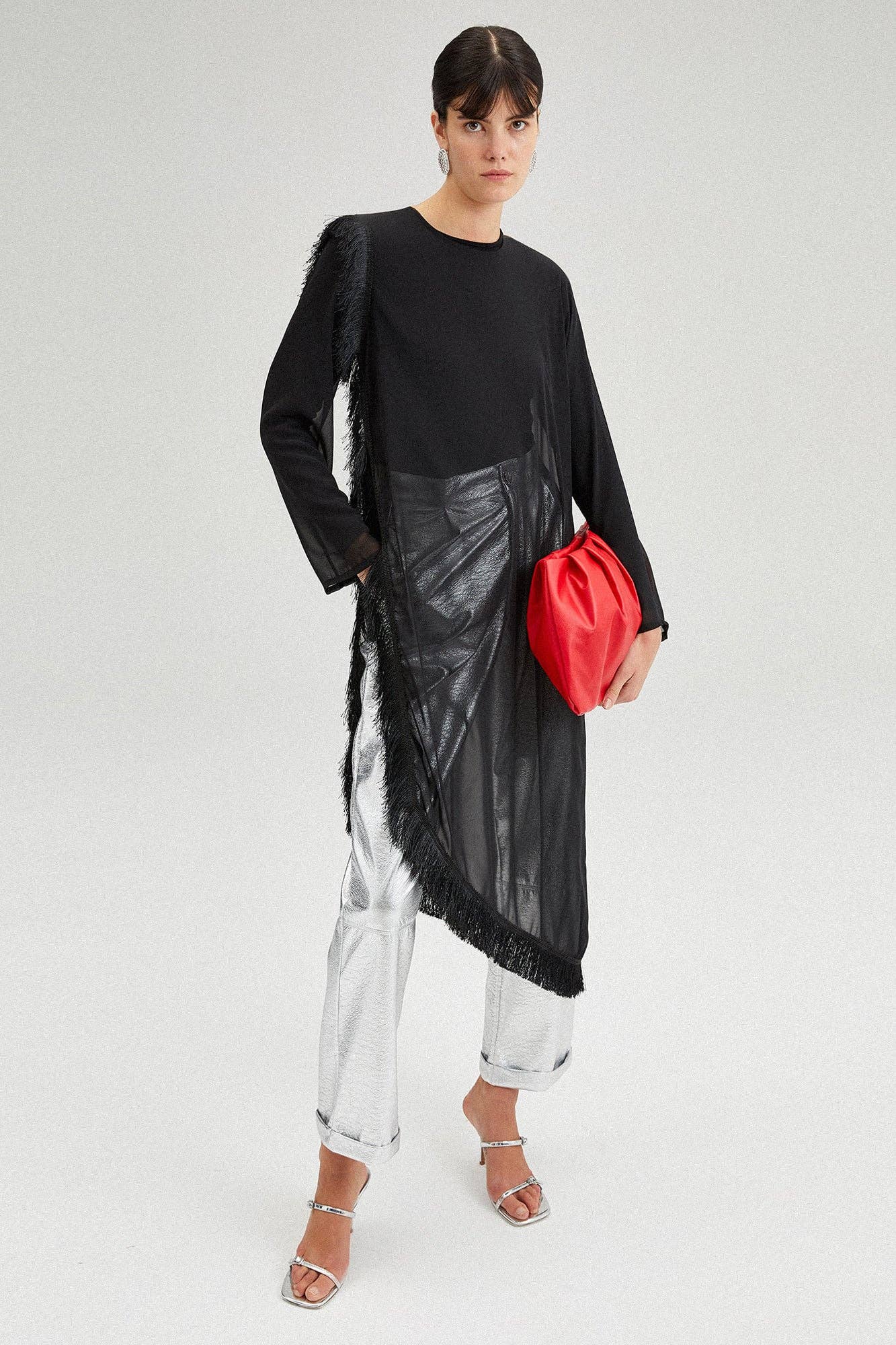 Tasseled Chiffon Tunic