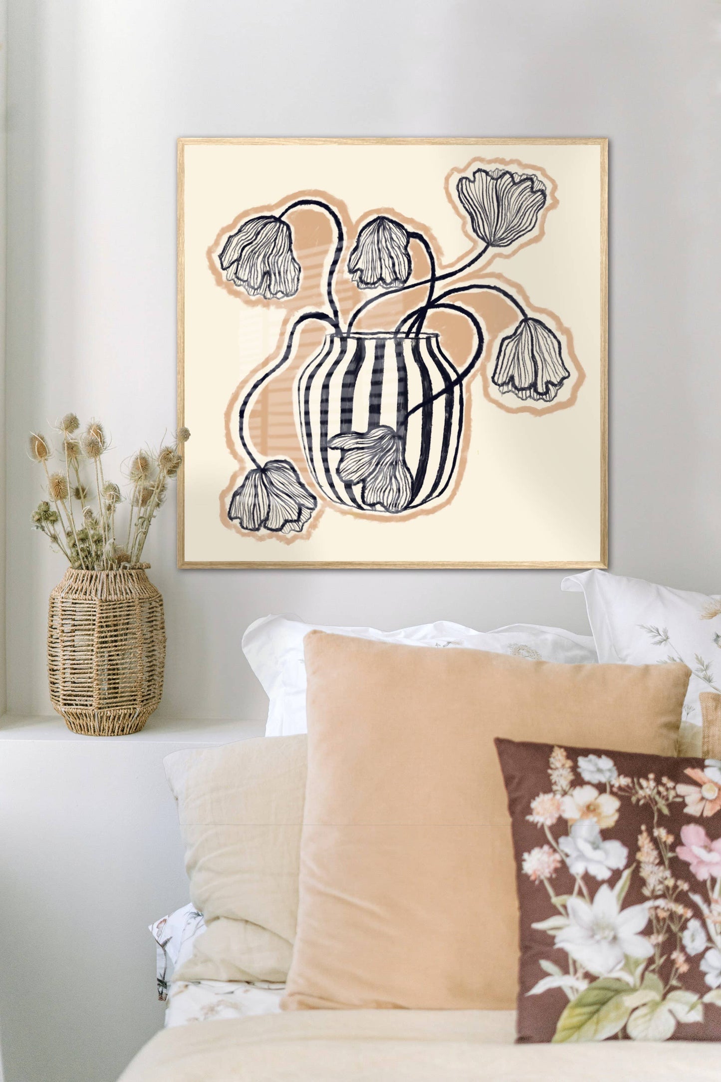 Vase in Blue Art Print, Art Print, Hand Drawn Art, Quirky