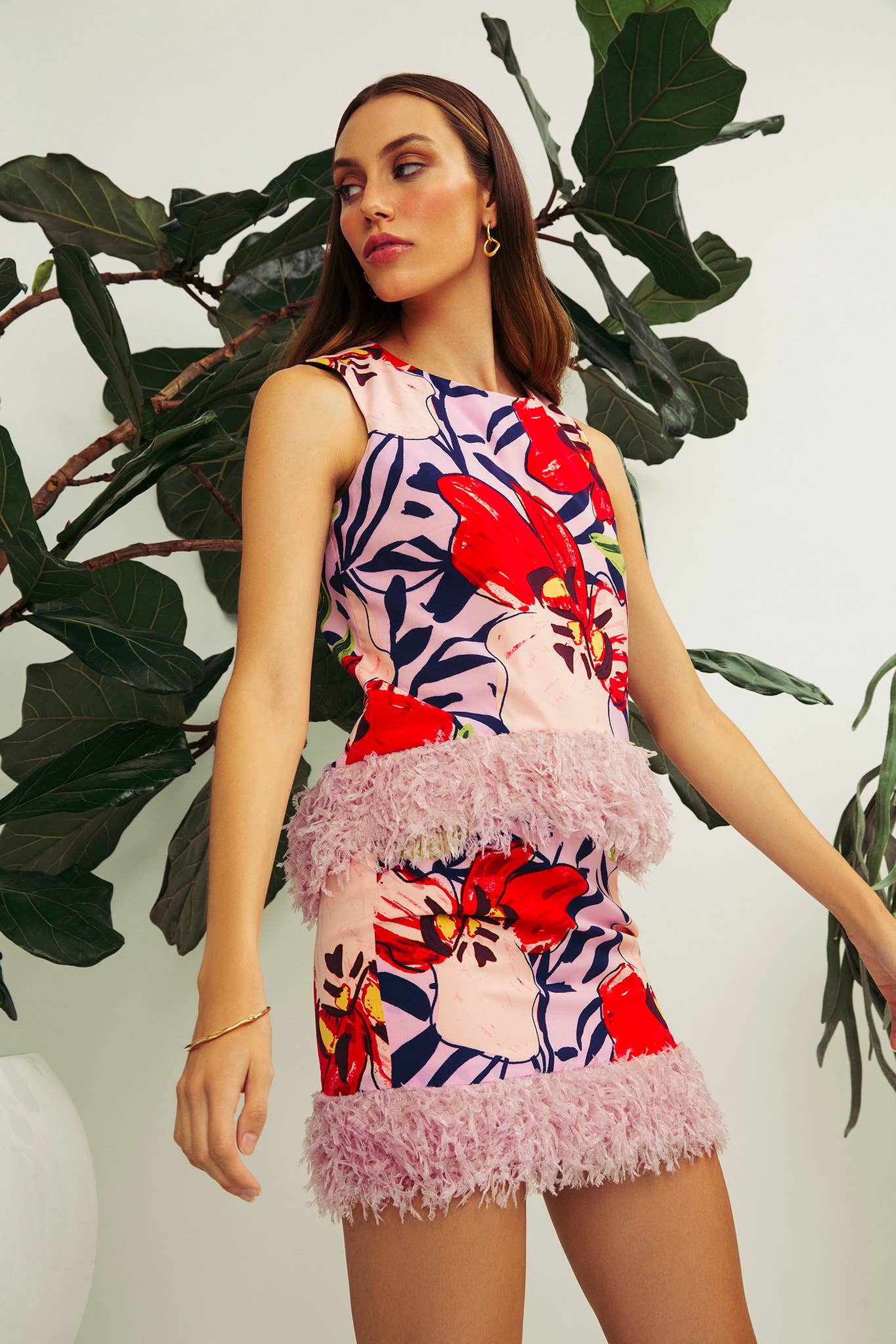 Feather Hem Mini Skirt