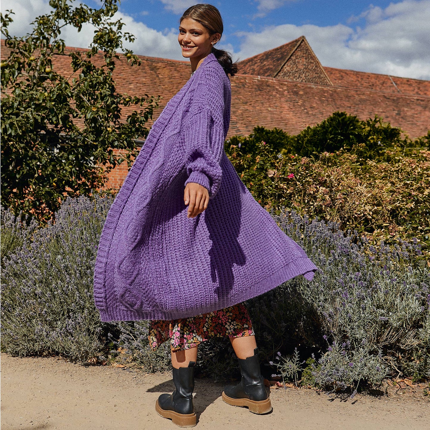 Maxi Cardigan in Purple