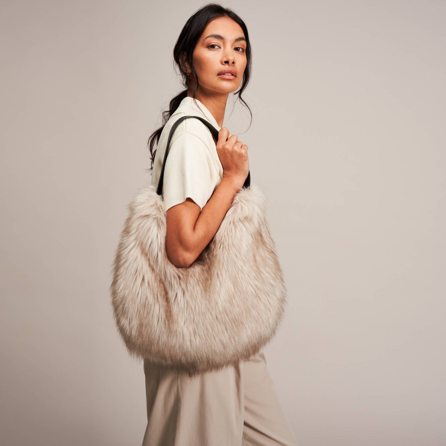 Luxury Faux Fur Slouch Bag