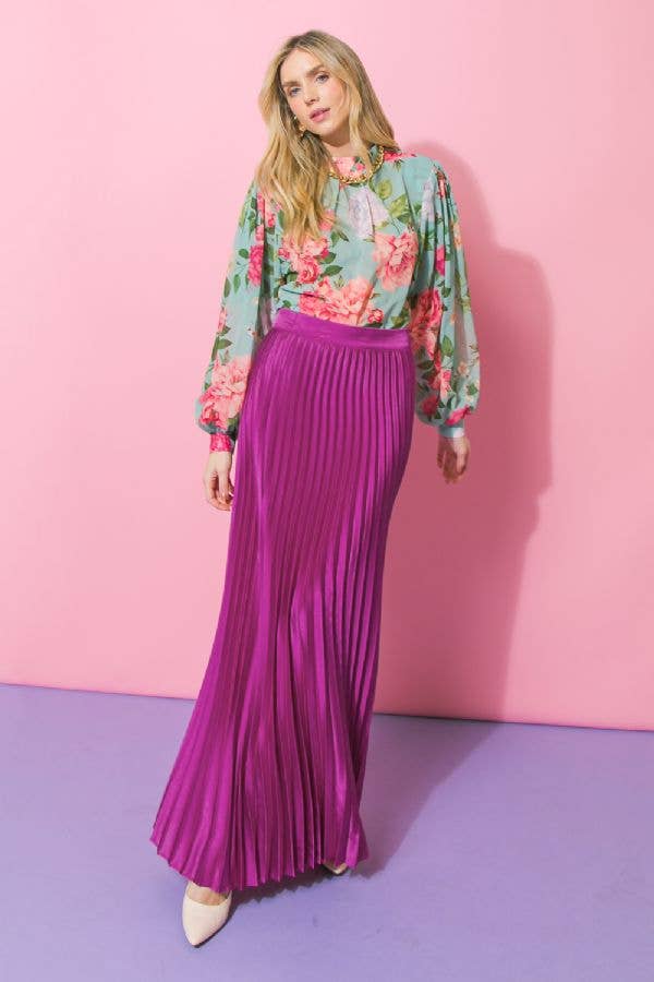 Pleated Maxi Skirt