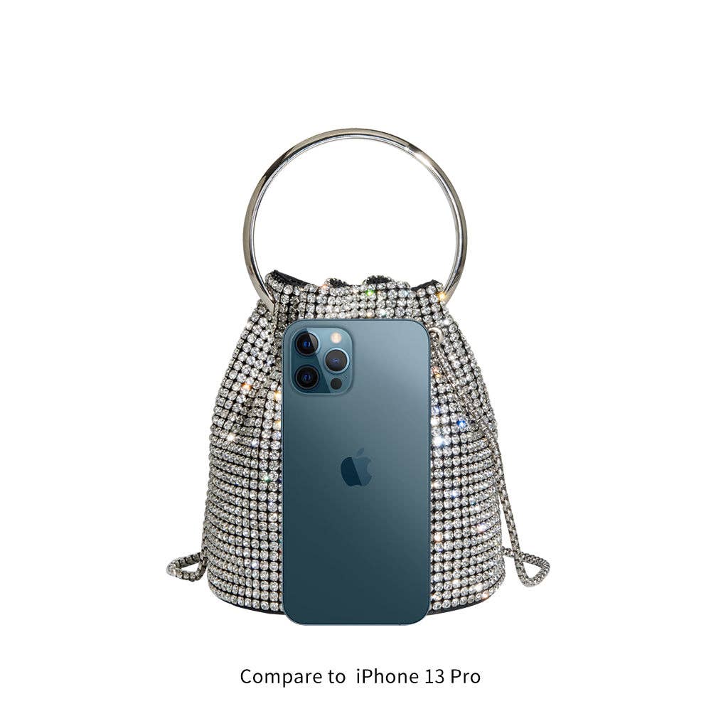 Crystal Drawstring Bag in Silver