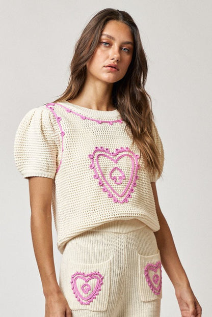 Heart Embroidery Sweater