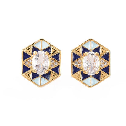 Light Blue Hexagon Studs