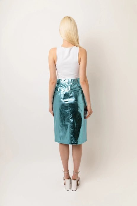 Lupe High Waist Metallic Midi Skirt