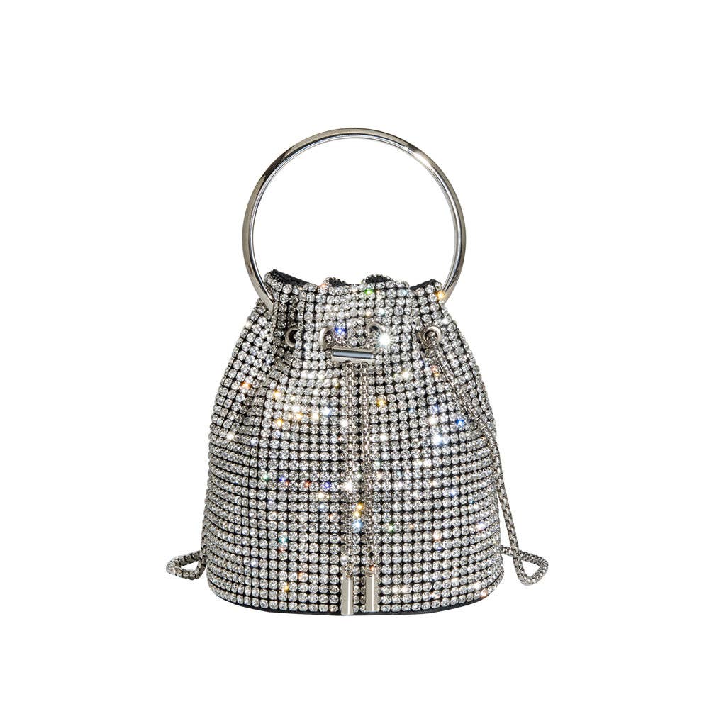 Crystal Drawstring Bag in Silver